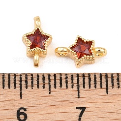 Brass Pave FireBrick Cubic Zirconia Connector Charms&nbsp;KK-CBA2DE6-04G-12