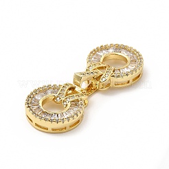 Rack Plating Brass Pave Clear Cubic Zirconia Fold Over Clasps&nbsp;KK-G458-05G