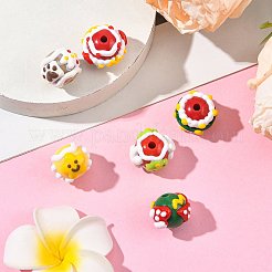 6Pcs 6 Styles Christmas Hand Painted Acrylic with Enamel Beads&nbsp;MACR-FS0002-42