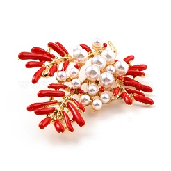 Coral Shape Alloy Brooch with Resin Pearl&nbsp;JEWB-O009-19