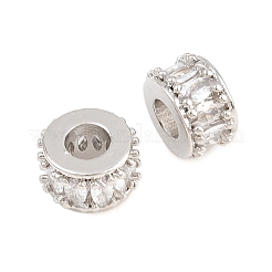 Brass Micro Pave Clear Cubic Zirconia European Beads&nbsp;KK-B186-17P