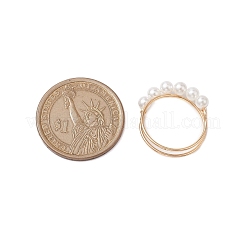 Round Shell Pearl Beaded Ring&nbsp;RJEW-TA00133