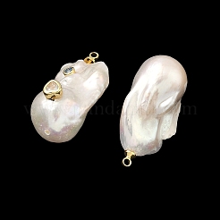 Brass & Pearl Micro Pave Cubic Zirconia Pendants&nbsp;KK-H259-13D-G02