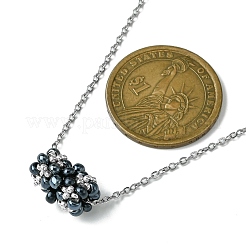 Braided Glass Seed Bead Column Pendant Necklaces&nbsp;NJEW-MZ00037-02