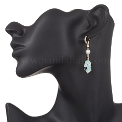 Hamsa Hand Brass Enamel Dangle Earrings&nbsp;EJEW-JE06642