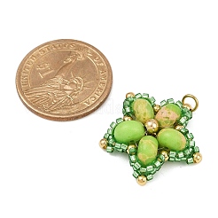 Handmade Glass Seed Beaded & Synthetic Dyed Imperial Jasper Beads Pendants&nbsp;PALLOY-MZ00752