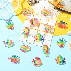 16Pcs 8 Styles Ocean Theme Transparent Resin Pendants&nbsp;RESI-YW0004-97