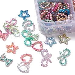 220Pcs 4 Styles Rainbow ABS Plastic Imitation Pearl Linking Rings&nbsp;OACR-YW0001-18