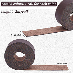 3 Rolls 3 Colors Flat PU Leather Cord&nbsp;LC-GF0001-15A