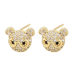 Brass Micro Pave Clear Cubic Zirconia Stud Earrings&nbsp;EJEW-F400-26B-G