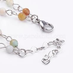 Natural Flower Amazonite Lariat Necklaces&nbsp;NJEW-JN01961-02
