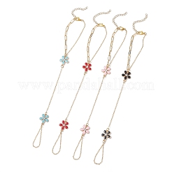 Alloy Enamel Flower Link Ring Bracelets&nbsp;BJEW-JB13261