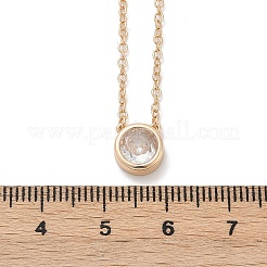 Brass Pave Clear Cubic Zirconia Pendant Necklaces for Women&nbsp;NJEW-Z079-02G-04