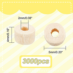 3000Pcs Undyed Natural Wood Tube Beads&nbsp;WOOD-GA0001-32