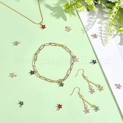 16Pcs 8 Colors Brass Micro Pave Cubic Zirconia Pendants&nbsp;KK-PH0014-58