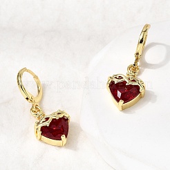 Heart Brass Glass Hoop Earrings&nbsp;EJEW-P333-09D-G