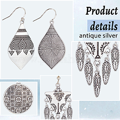 3 Pairs 3 Style Bohemia Teardrop & Flat Round & Triangle Alloy Geometry Dangle Earrings for Women&nbsp;EJEW-AN0002-25