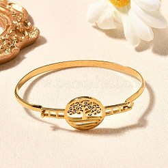 201 Stainless Steel Flat Round Link Bangles for Women&nbsp;LS-BJEW-R014-01G-01