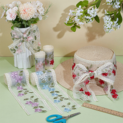 12M 4 Colors Polyester Silk Embroidery Ribbon&nbsp;DIY-FG0007-86