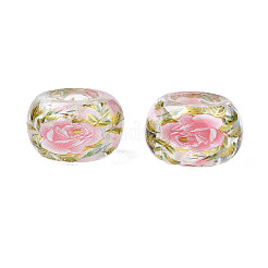 Flower Printed Transparent Acrylic Rondelle Beads&nbsp;TACR-S160-01-D04