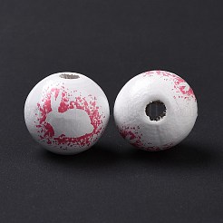Easter Theme Printed Wood European Beads&nbsp;X-WOOD-C002-10C