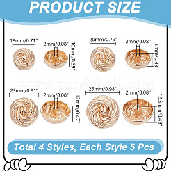 20Pcs 4 Styles Alloy Shank Buttons&nbsp;BUTT-NB0001-81