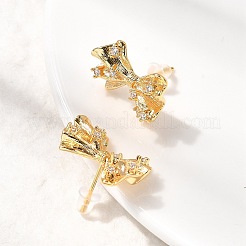Bowknot Brass Micro Pave Cubic Zirconia Stud Earrings&nbsp;EJEW-B148-07C-G