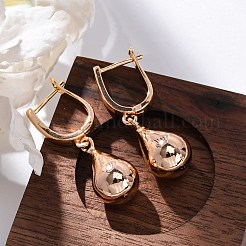 Brass Teardrop Hoop Earrings&nbsp;EJEW-K300-27G