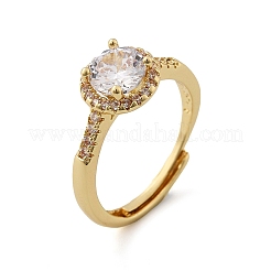 Brass Micro Pave Clear Cubic Zirconia Finger Rings for Women&nbsp;RJEW-U049-06G