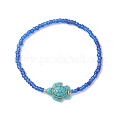8Pcs Glass Seed Beaded & Synthetic Turquoise Turtle Beaded Stretch Bracelets Set for Women&nbsp;BJEW-MZ00319