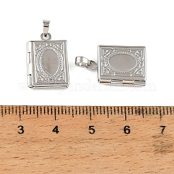 Floral Embossed Brass Locket Pendants&nbsp;KK-CBA7157-09A-P