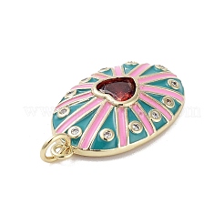 Rack Plating Brass Micro Pave Clear Cubic Zirconia Pendants&nbsp;KK-H474-23G