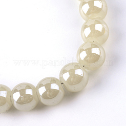 Electroplate Glass Beads Strands&nbsp;EGLA-Q062-8mm-E08