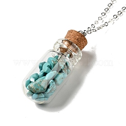 3Pcs 3 Styles Glass Wishing Bottle Pendant Necklaces&nbsp;NJEW-FS0001-02