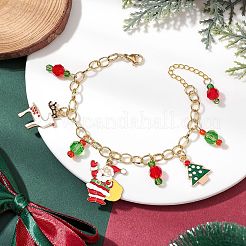 Christmas Theme Alloy Enamel Charms Bracelets for Women&nbsp;BJEW-JB11134