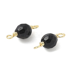 Dyed Natural Agate Faceted Round Connector Charms&nbsp;KK-C097-04G-04