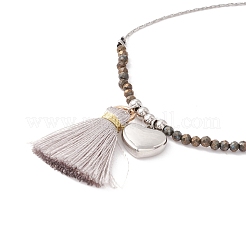 Polyester Tassel & Heart Charm Slider Bracelets for Women&nbsp;STAS-P302-13P