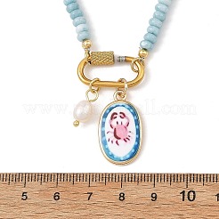 304 Stainless Steel Pendant Dyed Glass Rondelle Beaded Necklaces for Women&nbsp;NJEW-JN06540-03