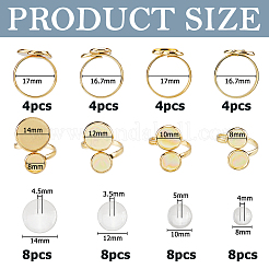 16Pcs 4 Styles 304 Stainless Steel Open Cuff Ring Findings&nbsp;DIY-HS0002-20