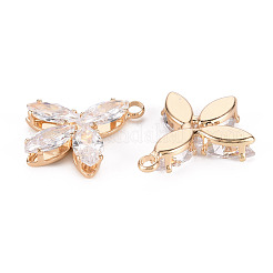 Brass Micro Pave Clear Cubic Zirconia Pendants&nbsp;KK-Q253-002G-A