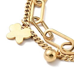 Resin Butterfly and Round Ball Charm Multi-strand Bracelet&nbsp;BJEW-G639-30G