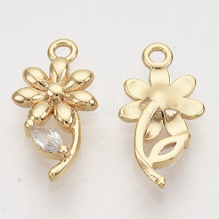 Brass Micro Pave Clear Cubic Zirconia Pendants&nbsp;KK-T054-16G-B-01-NF