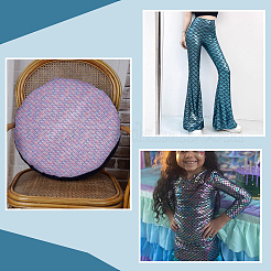 Polyester Mermaid Fish Scale Pattern Fabric&nbsp;DIY-WH0622-024C