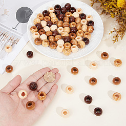 80Pcs 4 Colors Wood European Beads&nbsp;WOOD-PA0001-76