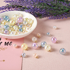 64Pcs 8 Style ABS Plastic Imitation Pearl Charms&nbsp;PACR-CD0001-03