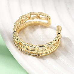 Brass Micro Pave Cubic Zirconia Cuff Open Rings for Women&nbsp;CU-CBAE7DF-46G