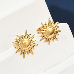 Ion Plating(IP) 304 Stainless Steel Sun Stud Earrings for Women&nbsp;EJEW-F300-10G