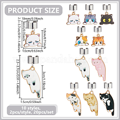 20Pcs 10 Styles Cat Alloy Enamel Stethoscope Pendant Decorations&nbsp;HJEW-GA00056