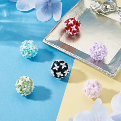 6Pcs 6 Colors Handmade Polymer Clay Rhinestone and Resin Beads&nbsp;CLAY-TA0002-10