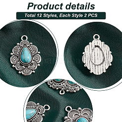 24Pcs 12 Styles Synthetic Turquoise Pendants&nbsp;PALLOY-PH0002-19